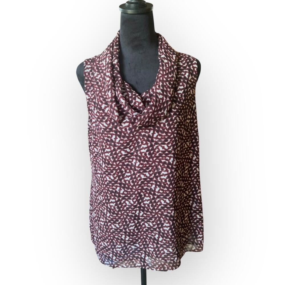 cabi Women's Venus Red Sleeveless Geometric Cowl Neck Blouse Size M Style # 3271